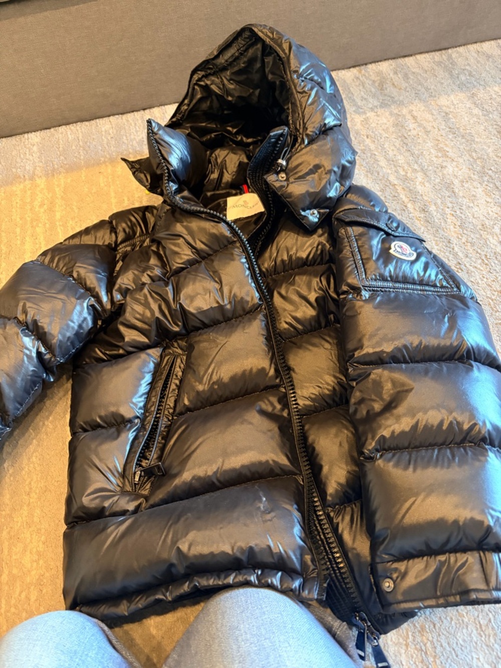 Moncler Shiny Black Quilted Down Jacket